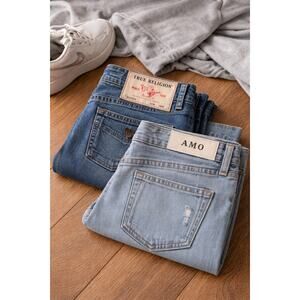 True Religion AMO Jeans Bundle Women 28 Y2K & Premium Denim 2 Pair Lot